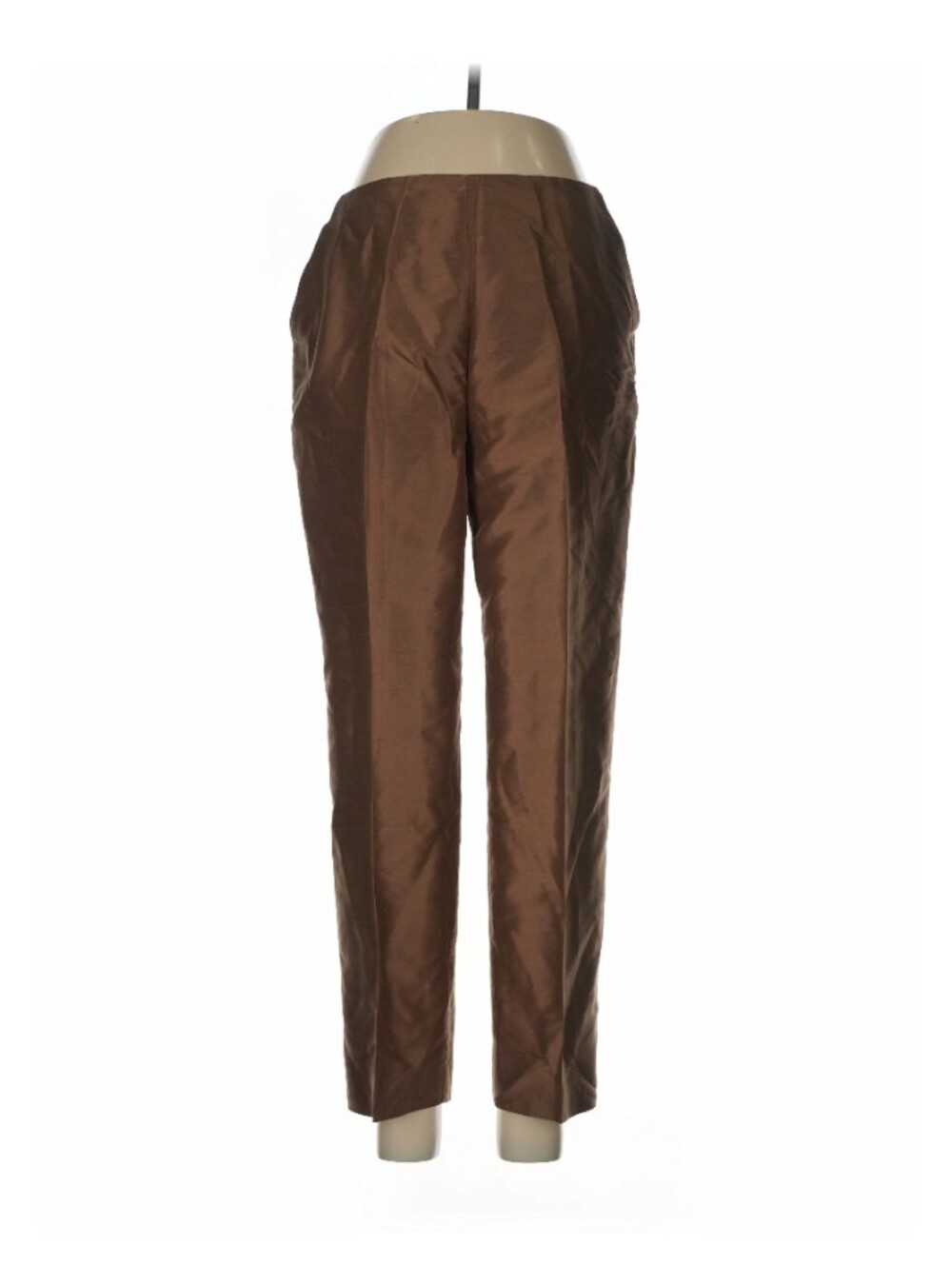 NWT $86 Kate Hill 100% Silk Taffeta Brown Pants 12 P